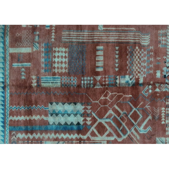 Ahgly Company Indoor Rectangle Oriental Light Blue Modern Area Rugs, 5' x 8'