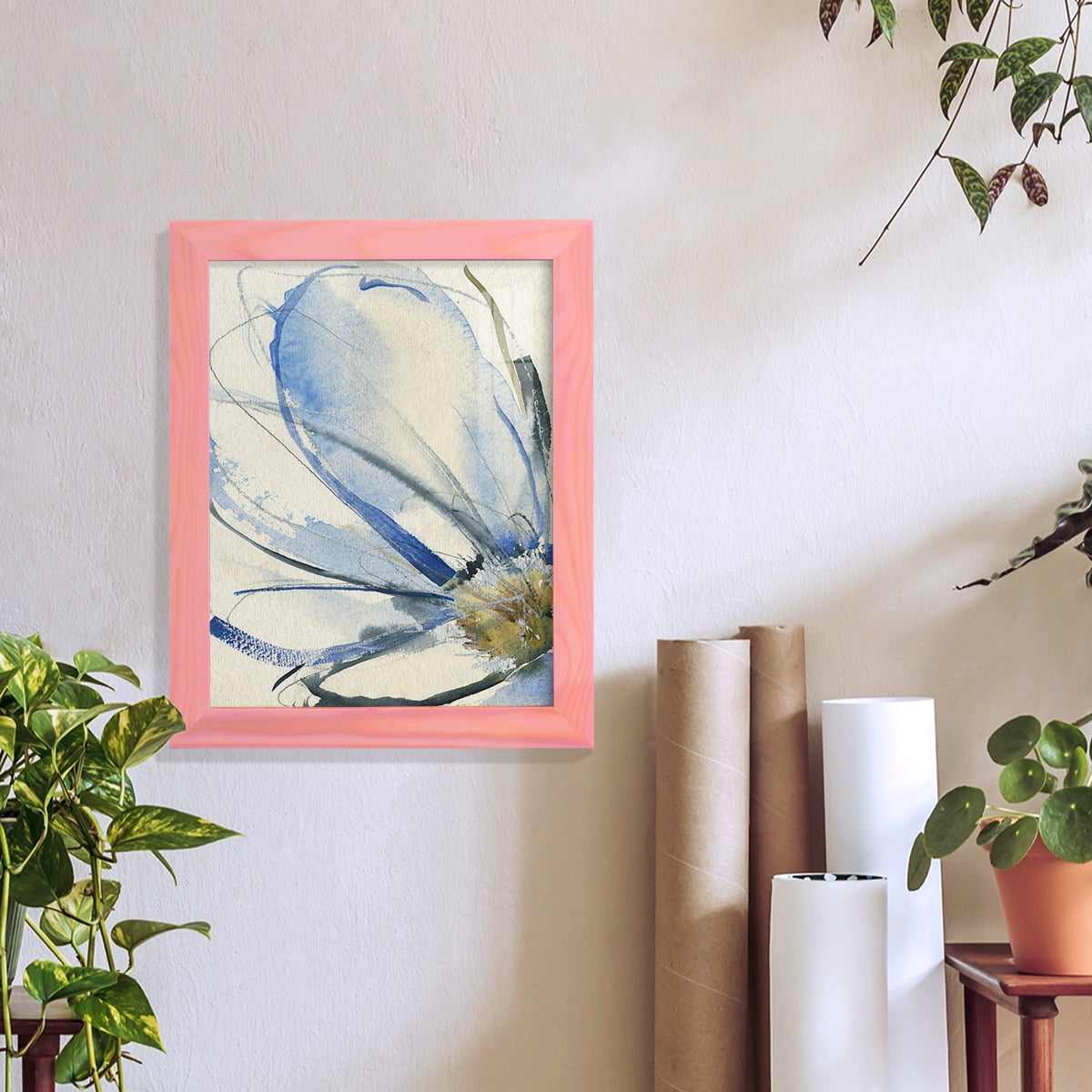 Cobalt & Paynes Petals I - Framed Print w/glass - Sunset Pink