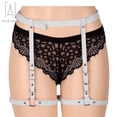 thumbnail image 2 of Gustave Women Leather Harness Adjustable Punk Caged Waist Belts Leg Garters Harness Sexy Leg Suspender White, 2 of 9