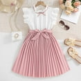 thumbnail image 2 of LUOGENLI Dress for Girls Girls Summer Dress with Ruffled Sleeves Color Block Pleated Design Toddler To Big Kid Dress Girls Easter Dresses Size 10-12 Fancy 11-12 Years, 2 of 3