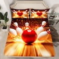 thumbnail image 2 of Feelyou Modern Bowling Lover Full Size Sheets for Adult, Gold Fire Bed Sheets, Indoor Games Sheet Sets, Lightweight Room Decor, 4-Piece, 2 of 7