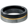 thumbnail image 2 of P. Manoukian Tungsten Wedding Band Ring 6mm for Men Women Black & 18K Yellow Gold Plated Center Line Pipe Cut Brushed Polished Lifetime Guarantee Size 10.5, 2 of 4