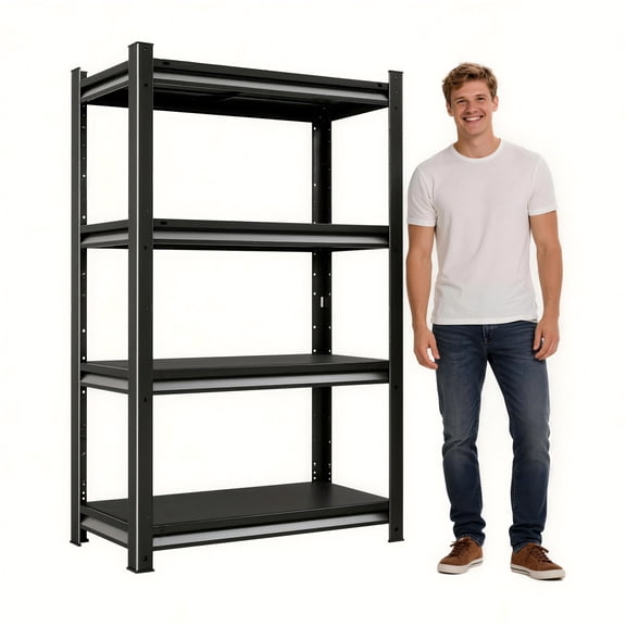 Book Shelf, 4 Tier Metal Bookshelves, Heavy Duty Bookcase, Adjustable Industrial Bookshelf, Tall Book Shelf for Living Room, Home Office, School, Garage(Black, 54''H*32''W*16''D, 4 Tier)