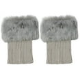 thumbnail image 3 of QLEICOM Socks for Women,Womens Socks,Solid Color Leg Warmers with Faux Fur Cuff and Knit for Fashion and Comfortable Fold Over Boot Socks Add Stylish Warmth To Your Winter Outfits Gray, 3 of 5