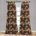 thumbnail image 4 of Ambesonne Floral Curtains, Detailed Hand-Drawn Roses, Pair of 28"x84", Pale Orange Navy Blue, 4 of 5