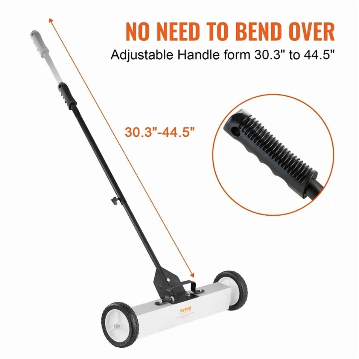 50 Lbs Rolling Magnetic Sweeper with Wheels 24 Inch Large Magnet Pickup Lawn Sweeper Telescoping Handle for Easy Workshop Garage Yard Cleanup