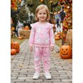 thumbnail image 4 of RUINIXCW Baby Girl 2Pcs Halloween Outfits Long Sleeve Bow Ghost Print Sweatshirt + Pants Set Toddler Clothes, 4 of 9