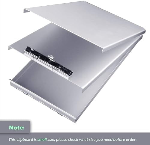 Aluminum Clipboard with Storage(Memo Size), Recycled Metal Form Holder Binder Fits Paper Size up to 5.66 x 9.5 inches, A5 Size