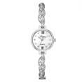 thumbnail image 1 of Reloj de pulsera de cuarzo informal con correa de aleación de moda y esfera redonda para mujer (blanco plateado), 1 of 3