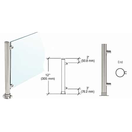 12.5 Inch High Post Mount - CRL Brushed Stainless 12