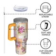 thumbnail image 4 of OBREWU Pioneer Flower Tumbler with Handle and Lid,Pioneer Flower 40oz Double Wall Vacuum Insulated Tumbler,Cups Gift for Women and Men, 4 of 7