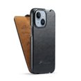 thumbnail image 4 of For iPhone 15 Fierre Shann Oil Wax Texture Vertical Flip PU Phone Case, 4 of 5