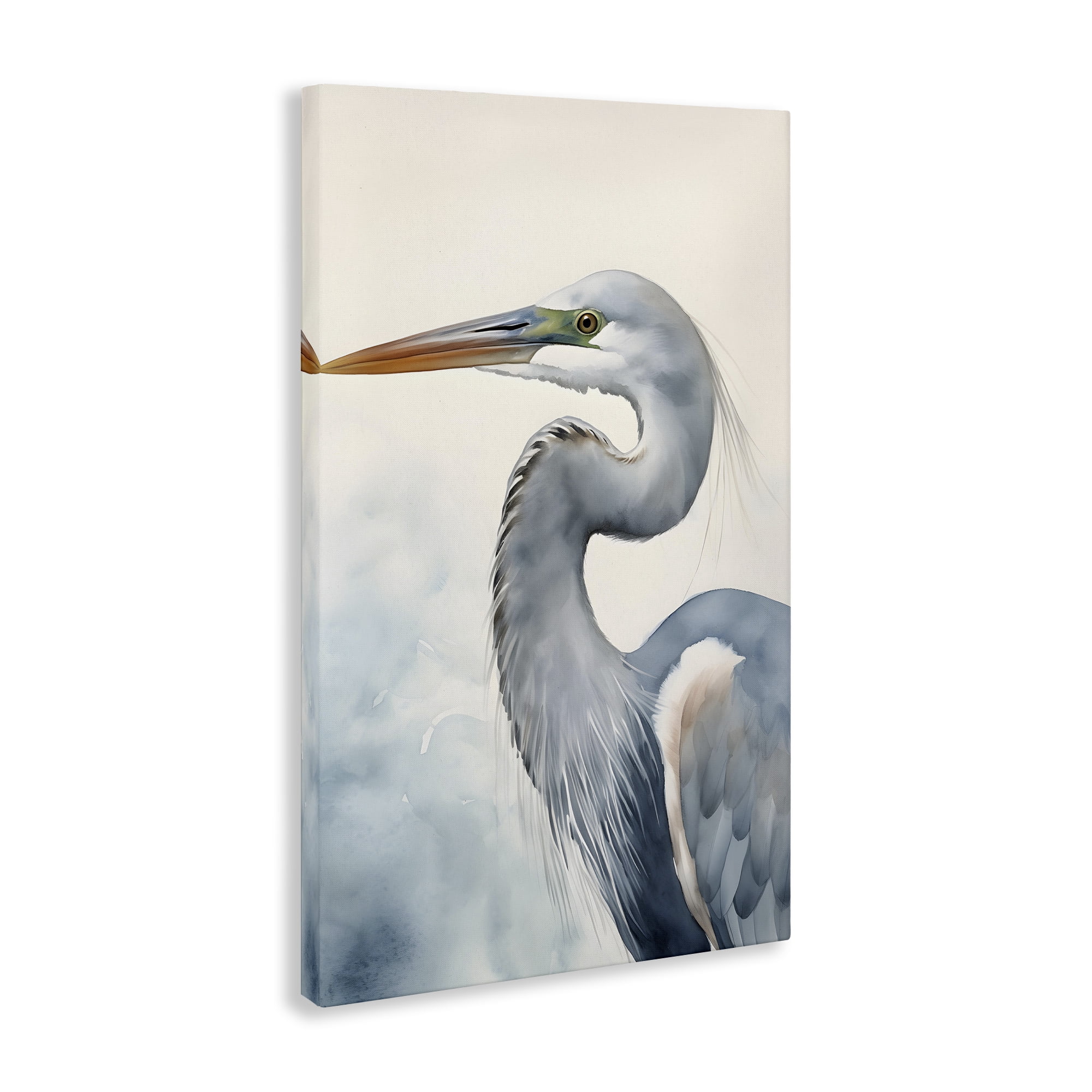 Stupell Industries Quiet Heron Looking Left Animals & Insects Painting Gallery Wrapped Canvas Art Print Wall Art, 16 x 24