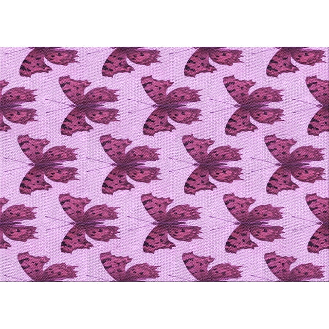 Ahgly Company Machine Washable Indoor Rectangle Transitional Medium Violet Red Pink Area Rugs, 4' x 6'