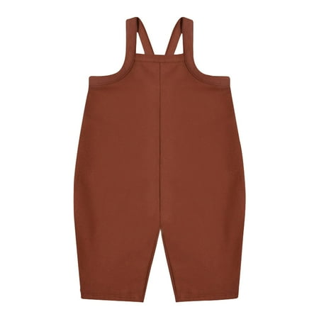 

kakina CMSX Newborn Baby Boy Girl Clothe Summer Fashion Solid Color One Piece Button Suspender Overalls Jumpsuit Sleeveless Plain Romper Outfit Bib Pants