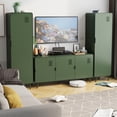thumbnail image 4 of Homy Casa Metal Storage Locker Cabinet with Shelves, 3-door TV Stand for Entryway Office Living Room, 4 of 7
