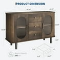 thumbnail image 3 of 47" Sideboard Buffet Cabinet with 3 Drawers & Fluted Glass Doors Modern Mid-Century Credenza Storage with Adjustable Shelves for Kitchen, Dining Room, 3 of 9