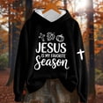 thumbnail image 2 of SwiftWear Women's Thanksgiving Jesus Hoodie Fall Graphic Print Pullover Sweatshirt with Cross Motif, Oversize Casual Hooded Tops Black, 2 of 3