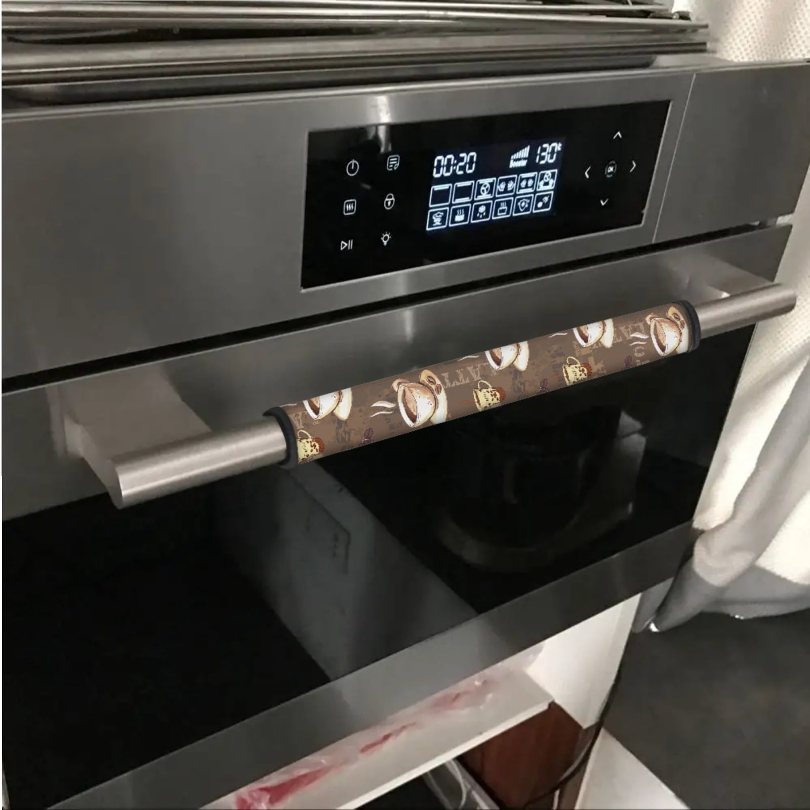 SEANATIVE 6 PCS Refrigerator Door Handle Covers Washable Keep Kitchen Appliances Clean from Food Stain, Smudges Fingertips Fridge Oven Home Decorations, Coffee Bean Print Brown