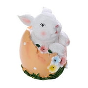Yesbay Easter Ornament Lovely Handmade Decorative Resin Rabbit Painted Easter Egg Statue Home Decor for Holiday