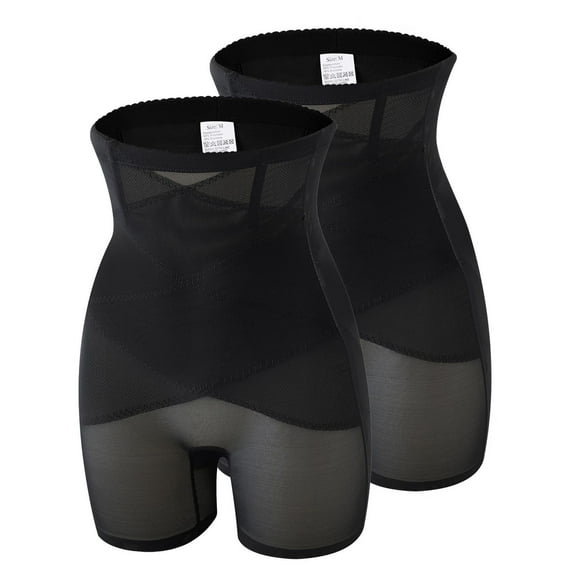 SWSMCLT Women's 2 Pack Shapewear Shorts Semi Formal Shapewear Wedding Shaper Mid Thigh Short Mesh Breathable Prom Black XX-Large