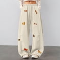 thumbnail image 6 of GEWSEY Wide Leg Baggy Sweatpants for Women Men Dachshund Embroidery Drawstring Sweat Pants Trendy Athletic Pants Clothes (Beige, M), 6 of 7