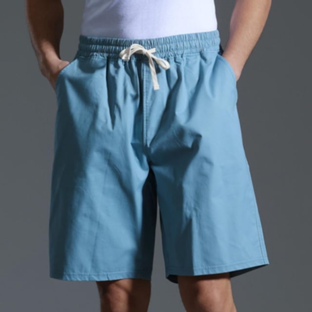 SDNall Mens Solid Fashion Casual Cotton Drawstring Elastic Waist Half Shorts Pants