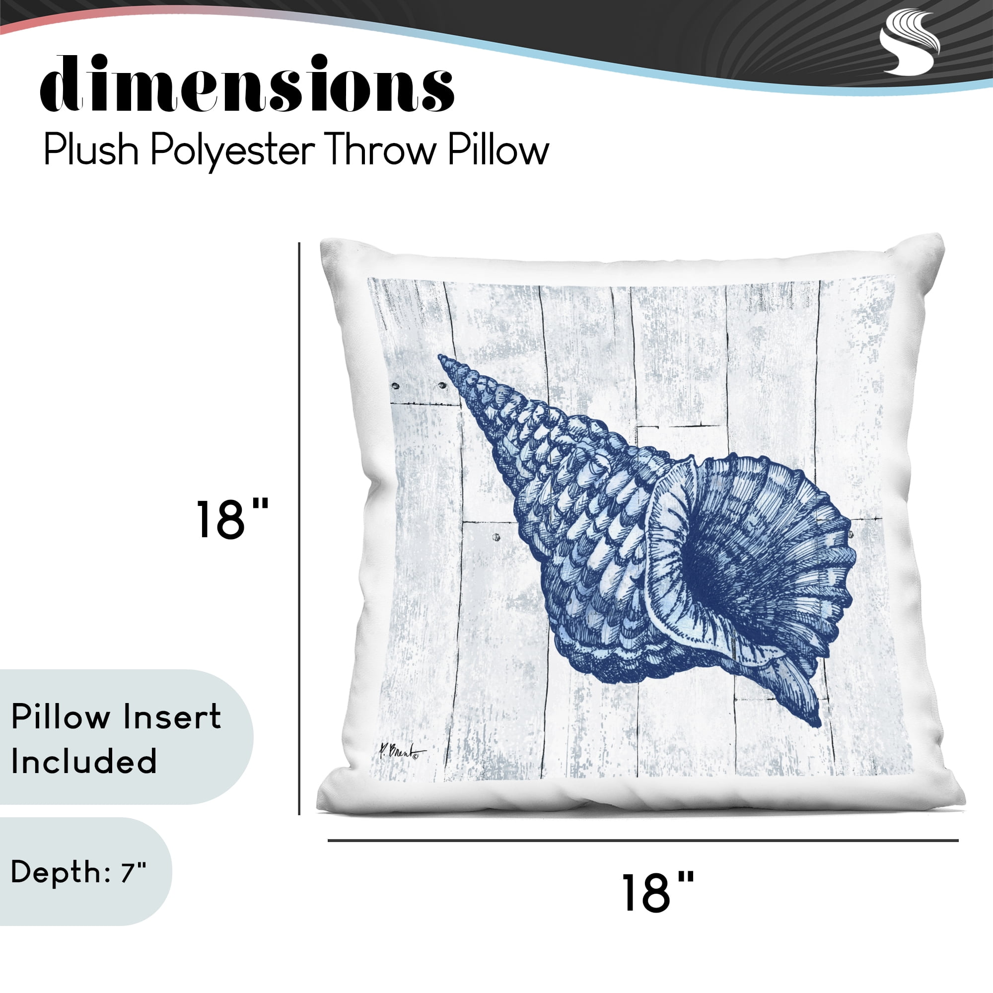 Stupell Industries Coastal Timberland Conch Decorative Printed Throw Pillow, design by Paul Brent, 18 x 7 x 18