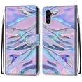 thumbnail image 2 of For Samsung A14 Case 5G , Mantto PU Leather Phone Case With Hand Rope Strap Cute Painted Flip Card Wallet Slots Case,Kickstand Phone Skin For Samsung Galaxy A14 5G, Fluorescent Watermarks, 2 of 8