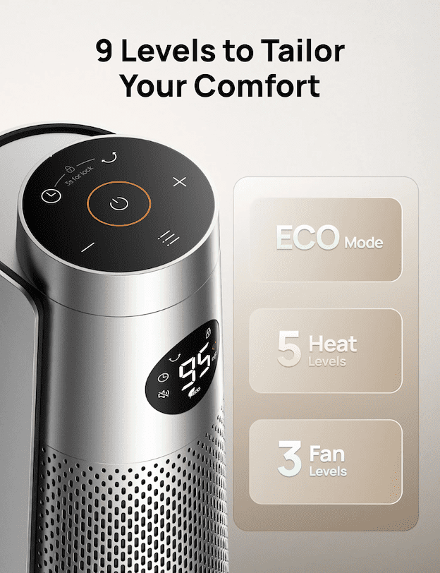 DREO 1500W Tower Heater with Advanced Hyperamics Technology