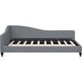 thumbnail image 3 of Twin Size Daybed, Upholstered Wooden Sofa Bed Frame with Headboard and Armrest, Linen Fabric, Sturdy Wood Slat Support, No Box Spring Needed, Easy Assembly, 3 of 9