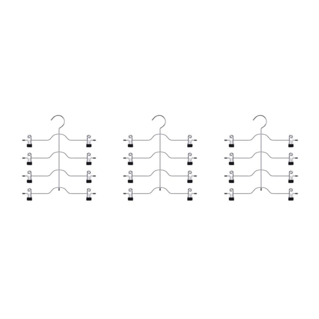 kurtrusly 4 Tier Pants Holder Clip Steel Adjustable Space Saving Trousers Hanging Rack 3Set