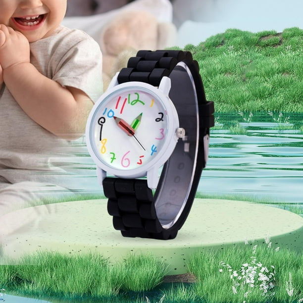 Reloj de pulsera de silicona para ninos Reloj de pulsera Versatil y duradero Moda de dibujos animados Reloj de pulsera para ninos y ninas Reloj con Negro Salvador Reloj de pulsera