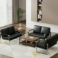 thumbnail image 3 of Love Seat Mini Couch Small Sofa Settee Loveseat Bench for Living Room, Faux Leather Loveseat Sofa Small Sofa Couches for Small Spaces with Padded Cushio small couches for small spaces, 3 of 5