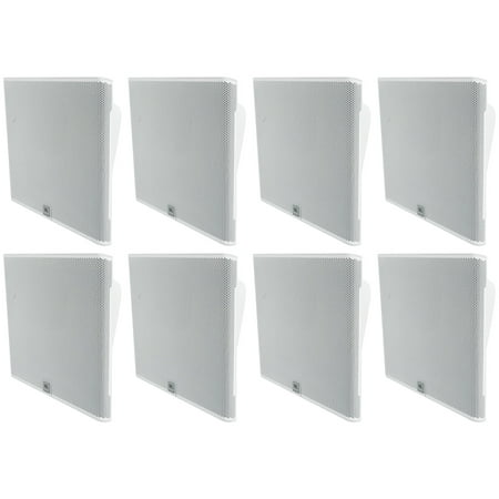 (8) JBL SLP14/T-WH Low-Profile On Wall Mount White 4" 70v Commercial Speakers