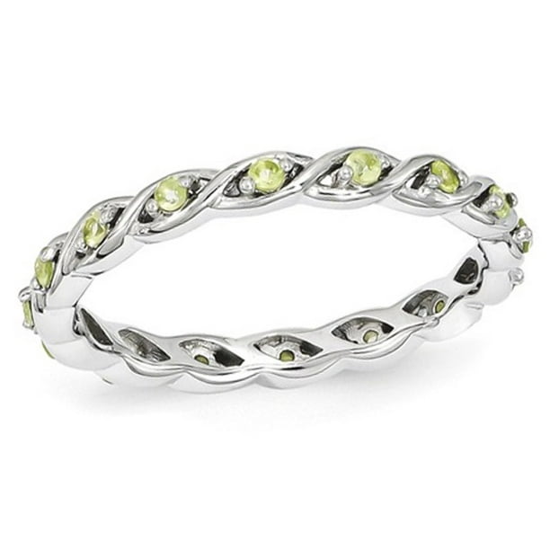 Natural Green Peridot 1/4 Carat (ctw) Eternity Twist Band Ring in Sterling  Silver