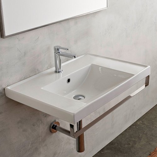 Scarabeo By Nameeks Ml Ceramic 37 Wall Mount Bathroom Sink With Overflow Walmart Com Walmart Com