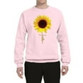 thumbnail image 2 of Wild Bobby, Sunflower Christian Faith Cross Inspirational/Christian Unisex Crewneck Graphic Sweatshirt, Light Pink, Small, 2 of 3