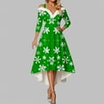 thumbnail image 2 of Women Christmas Outfit Elegant Holiday Party Dress For Festive Dinner Evening Gala Celebration Comfortable Flowy Design Green 2XL, 2 of 5