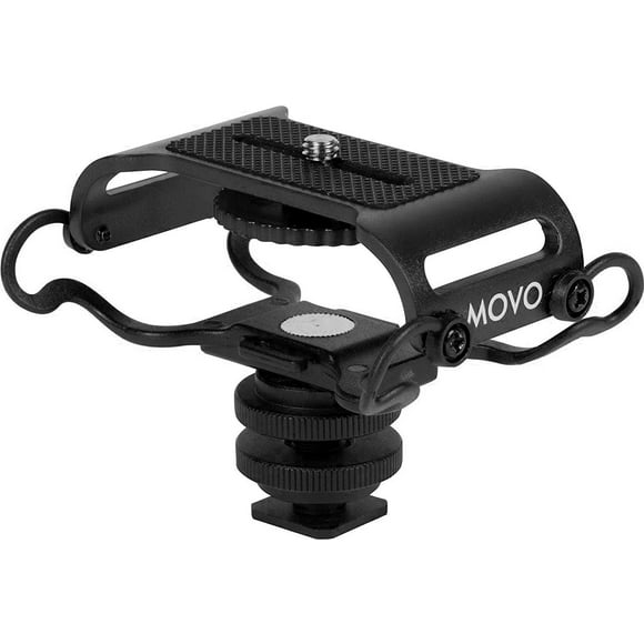 Movo SMM5-B Microphone Universel et Enregistreur Portable Support Antichoc - Compatible avec Zoom H1n, H2n, H4n, H5, H6, TacAM DR-40x, DR-05x, DR-07x et Autres avec une Vis de Montage 1/4 Pouces (Noir)