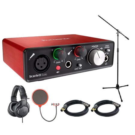 Focusrite Scarlett Solo USB Audio Interface (2nd Generation) With Pro Tools includes Bonus Audio-Technica Professional Monitor Headphones and