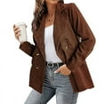 thumbnail image 2 of Hfyihgf Women Double Breasted Corduroy Suit Jacket Long Sleeve Notch Lapel Blazer Ladies Elegant Work Office Casual Boyfriend Suit Coat(Brown,XXL), 2 of 5
