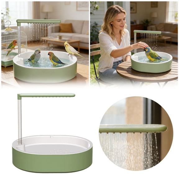 HEWANG Bird Shower Budgie Budgie Shower Bird Shower USB Power Loop Bird Bath Balcony Bird Bath for Lovebirds Budgies African Munias and Macaws (Green)