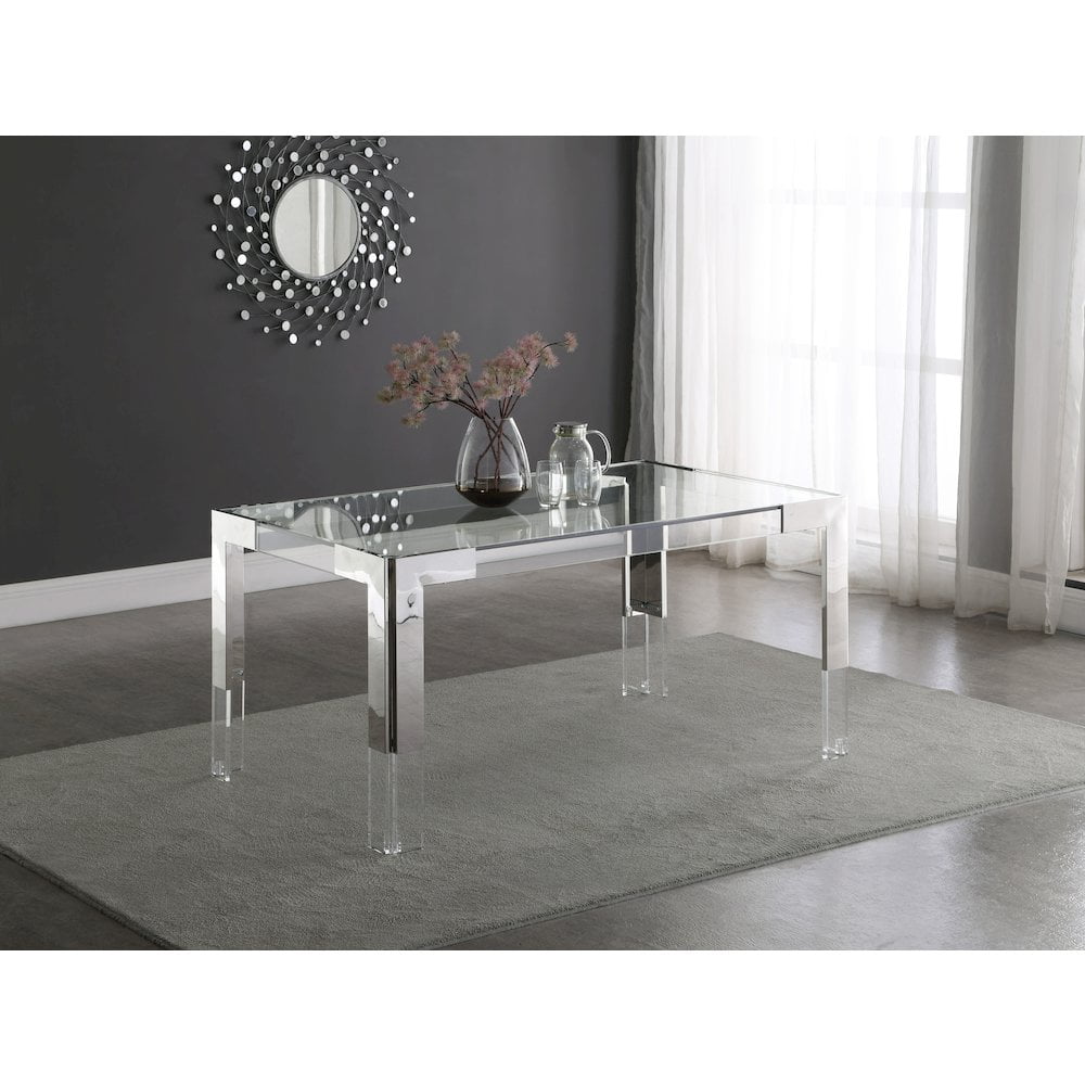 Meridian Furniture Casper Chrome Stainless Steel and Acrylic Dining Table