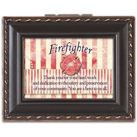 Firefighter Black Cottage Garden Tiny Square Treasure/Keepsake Box