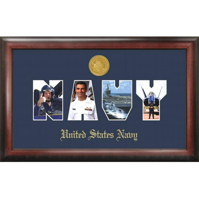 Campus Image NASSG001 Navy Collage Photo Frame Gold Medallion
