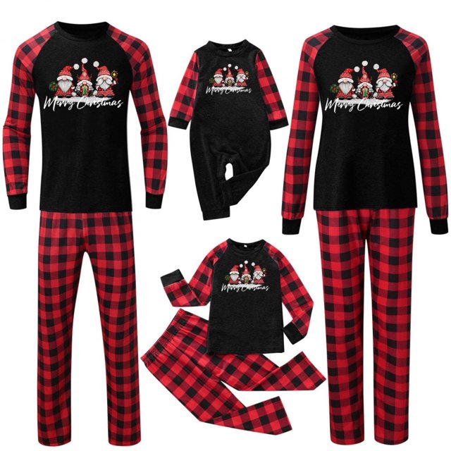 Christmas Family Matching Pajamas - Family Pajamas Sets Funny Cute Print Pant Set Long Sleeve + Bottom Jammies Pjs