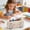 Beige, variant on Creative Cartoon Astronaut Double Layer Pencil Case, Large Capacity Cute Space Theme Stationery Bag, Canvas Leather Material