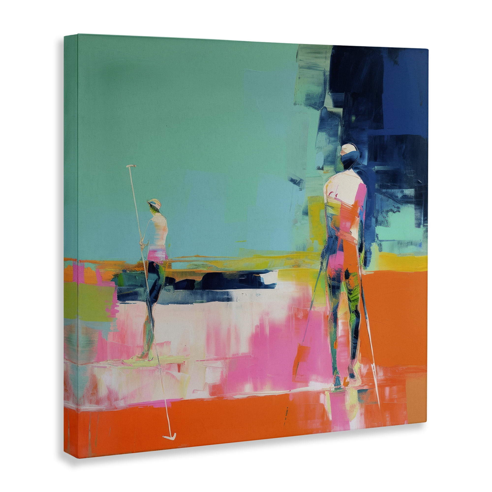 Stupell Industries Golf Course View Abstract Painting Wrapped Canvas Art Print Wall Art, 24 x 24