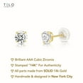 thumbnail image 3 of Tilo Jewelry 14K Yellow Gold Solitaire Round CZ Stud Post Earrings with Comfortable Silicone-backs | 8mm | Classic Everyday Earrings | Women, Men, Unisex, 3 of 9